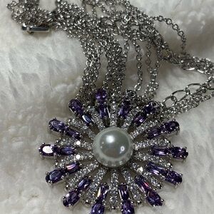 PJM Sparkling Purple Faux Pearl 3 Strand 20" Necklace    CAT RESCUE